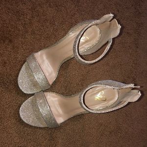 Gold sparkle heels